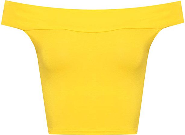 yellow off shoulder crop top