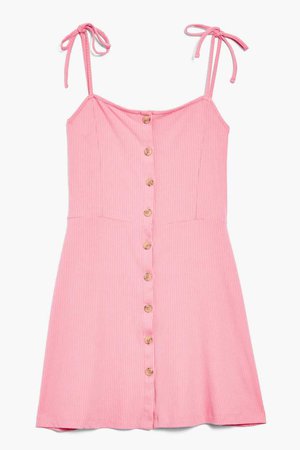 (TopShop) Button Ribbed Mini Dress