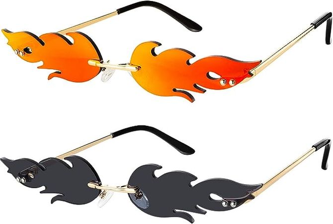 Amazon.com: Fire Flame Sunglasses Rimless Flame Shaped Sun Glasses Wave Fire Shaped Glasses for Women Men Party Supplies Photo Props : Clothing, Shoes & Jewelry