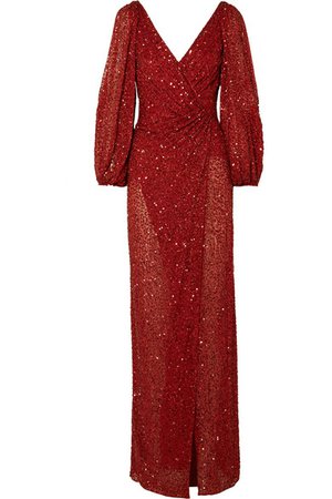 Jenny Packham | Ida gathered embellished georgette gown | NET-A-PORTER.COM