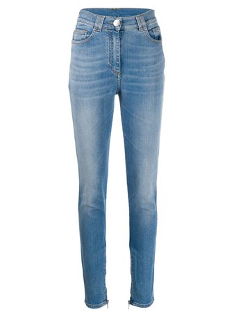 Blue Balmain Distressed Skinny Jeans | Farfetch.com