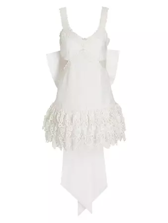 Shop LoveShackFancy Anjanue Lace-Trim Cutout Minidress | Saks Fifth Avenue