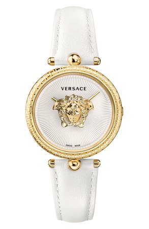 Versace Palazzo Empire Leather Strap Watch, 34mm | Nordstrom