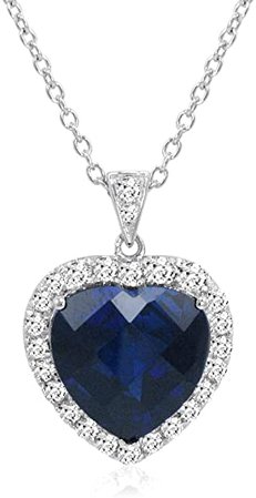Sterling Silver Heart of The Ocean Created Blue and White Sapphire Pendant-Necklace (12ct tw): Amazon.ca: Jewelry