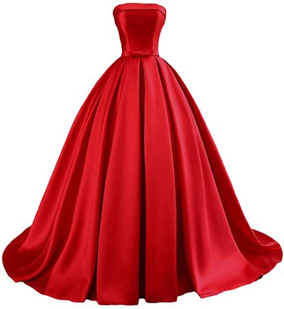 Amazon.com: Dymaisei Women's Strapless Prom Dress 2020 Long Ball Gowns Evening Formal Wedding Dress US2 Red: Clothing