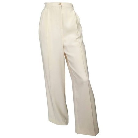 $250 Valentino Cream Pleated Pants with Pockets Size 8