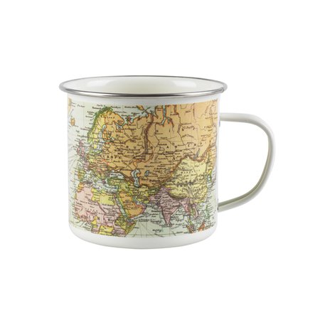 Vintage map enamel mug