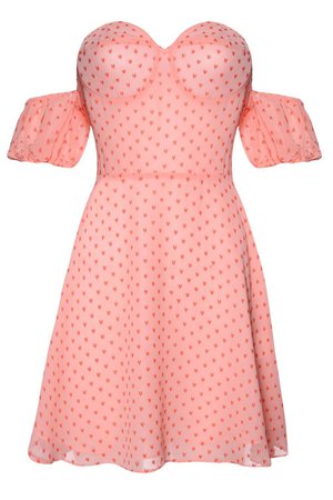 Heart printed pink sweetheart neckline sexy dress