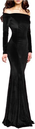 Amazon.com: CSYPJYT Women's Velvet Off -Shoulder Long Sleeve Mermaid Evening Prom Gown Long Formal Party Dresses : Clothing, Shoes & Jewelry