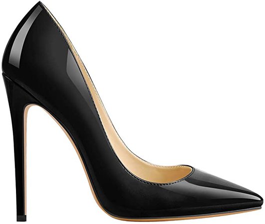 Amazon.com: sexytag Black Pumps for Women Sexy Pointed Toe High Heels Slip On Stiletto Party Dress Shoes Black Patent Leather Size 5 : Clothing, Shoes & Jewelry