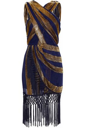 Surrealist macramé-trimmed tinsel and georgette mini dress | ALICE McCALL | Sale up to 70% off | THE OUTNET