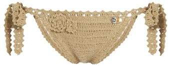 Jannah Tie Side Crochet Bikini Briefs - Womens - Tan