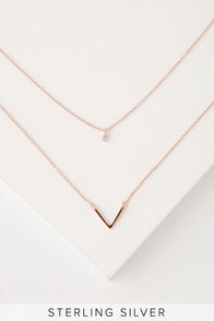 Rose Gold Layered Necklace - Charm Necklace - Chain Necklace