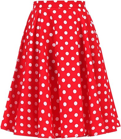 100% Cotton Polka Dot Floral 50s Vintage Retro Full Circle Skirt (X-Large, Red White Polka Dot) at Amazon Women’s Clothing store
