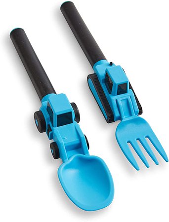 Amazon.com: Dinneractive Utensil Set for Kids – Construction Themed Fork and Spoon for Toddlers and Young Children – 2-Piece Set - Yellow: Kitchen & Dining