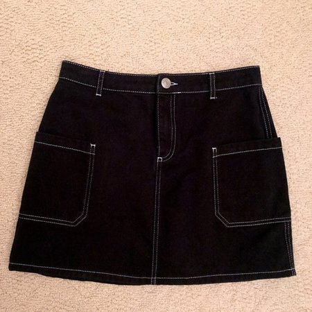 Black Contrast Stitch Skirt