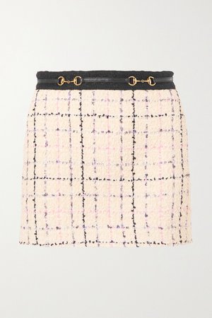 Ivory Embellished cotton-blend bouclé-tweed mini skirt | Gucci | NET-A-PORTER