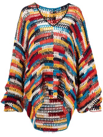 Monse crochet-knit colourblock hoodie