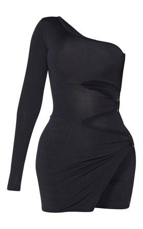Shape Black Slinky One Shoulder Ring Detail Bodycon Dress - Hourglass Shape Dresses - PLT Shape - Shop By.. | PrettyLittleThing
