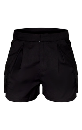 Black Tailored Pocket Cargo Shorts $38