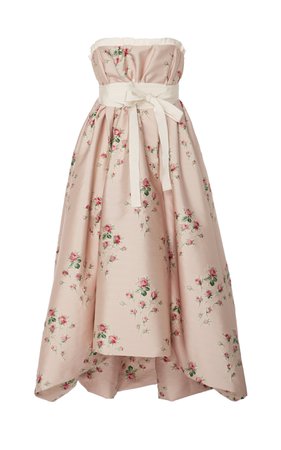 Pearl Flower-Print Strapless Duchess Satin Dress by Brock Collection | Moda Operandi