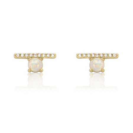 Statter Studs Gold White Opal | Melinda Maria Jewelry