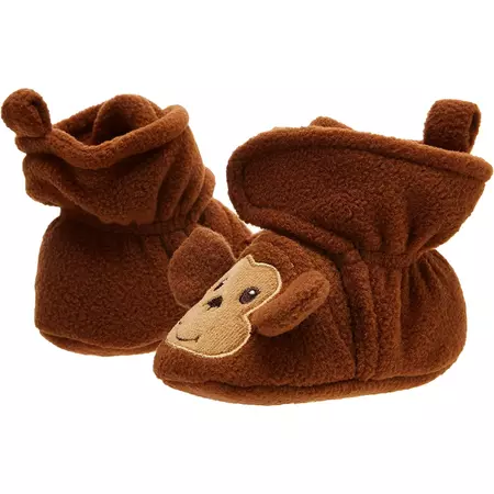 Hudson Baby Baby and Toddler Cozy Fleece Soft Sole Booties, Monkey, 0-6 Months - Walmart.com