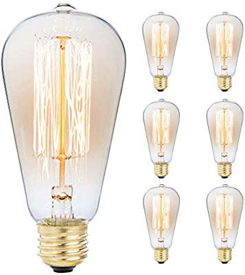 6-Pack Edison Light Bulb, Antique Vintage Style Light, Amber Warm, Dimmable (60w/110v), Incandescent Bulbs - Amazon Canada