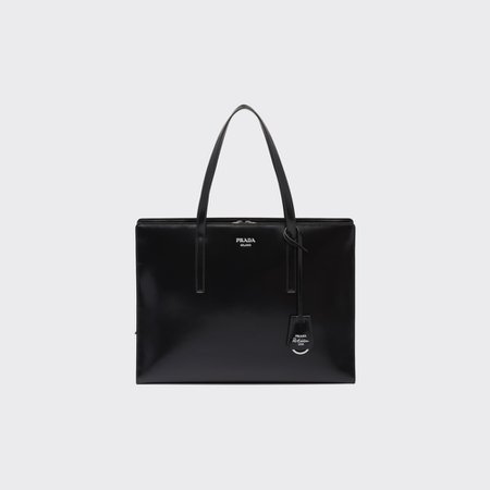 Black Prada Re-Edition 1995 brushed-leather large handbag | Prada