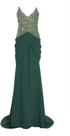 Pamella Roland Pailette-Embellished Crepe Strapless Gown