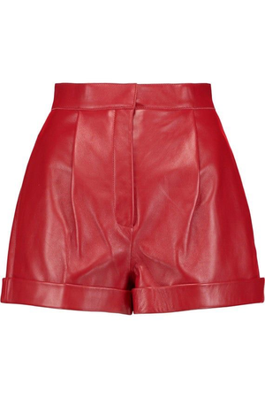red leather shorts