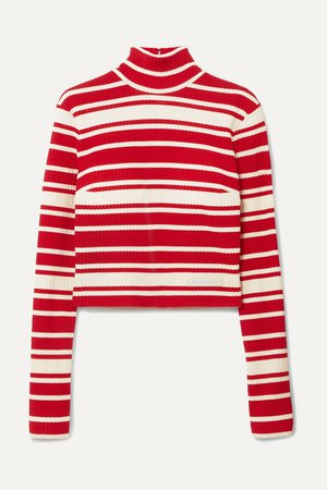 Prada | Striped ribbed-knit turtleneck sweater | NET-A-PORTER.COM
