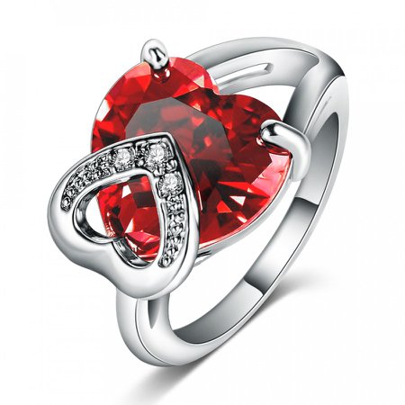Ruby Red Crystal & Diamond Ring