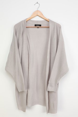 Heather Grey Knit Cardigan - Open-Front Cardigan Sweater - Lulus
