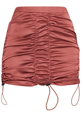 PLT Rust Satin Toggle Détail Mini Skirt