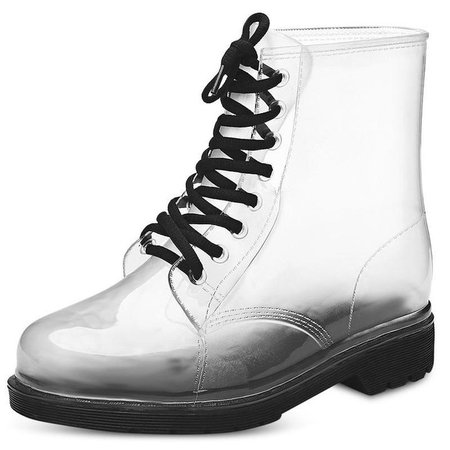 Chic Clear Martin Shoes Rain Boots High Top Lace-up