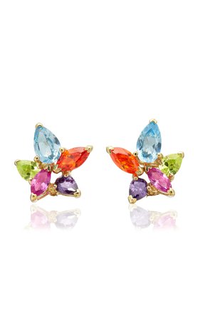 9k Yellow Gold Rainbow Cluster Earrings By Anabela Chan