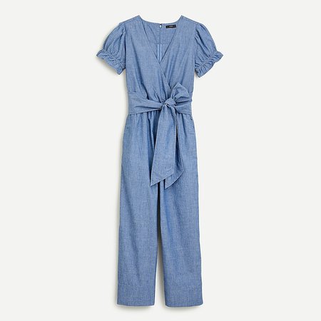 J.Crew: Ruffle Chambray Jumpsuit For Women blue