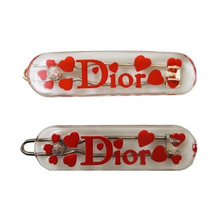 Dior Logo Hearts Hair Clip
