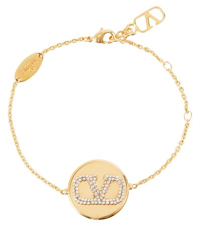Valentino - Embellished VLogo chain bracelet | Mytheresa