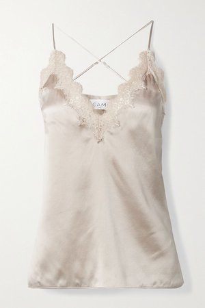 Ivory The Everly lace-trimmed silk-charmeuse camisole | Cami NYC | NET-A-PORTER