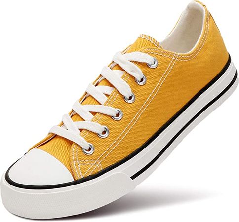 Amazon.com | ZGR Women's Canvas Low Top Sneaker Lace-up Classic Casual Shoes Yellow (Yellow, 5) | Fashion Sneakers