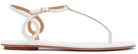 Almost Bare Crocodile Embossed Leather Sandals - Womens - White