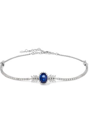 YEPREM | 18-karat white gold, diamond and sapphire necklace | NET-A-PORTER.COM