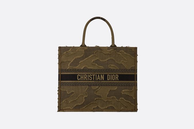 Green Camouflage Embroidered Dior Book Tote - Bags - Women's Fashion | DIOR