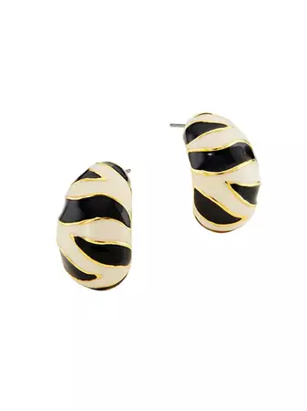 Shop Kenneth Jay Lane 24K-Gold-Plated & Enamel Tiger-Striped Half-Hoop Earrings | Saks Fifth Avenue