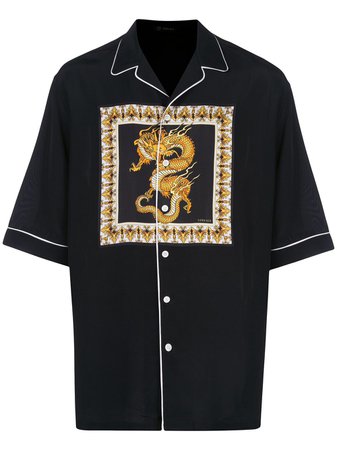 Black Versace Dragon Print Shirt | Farfetch.com