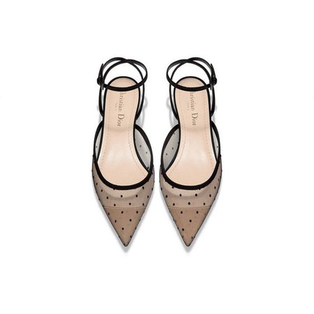 Dior Ballet pump in nude & black dotted swiss tulle