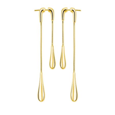 Double Drop Earrings Front And Back In Gold Vermeil | Lucy Quartermaine | Wolf & Badger