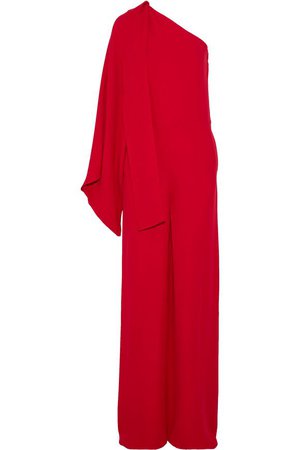 One-shoulder draped silk-crepe jumpsuit | VALENTINO | Sale up to 70% off | THE OUTNET